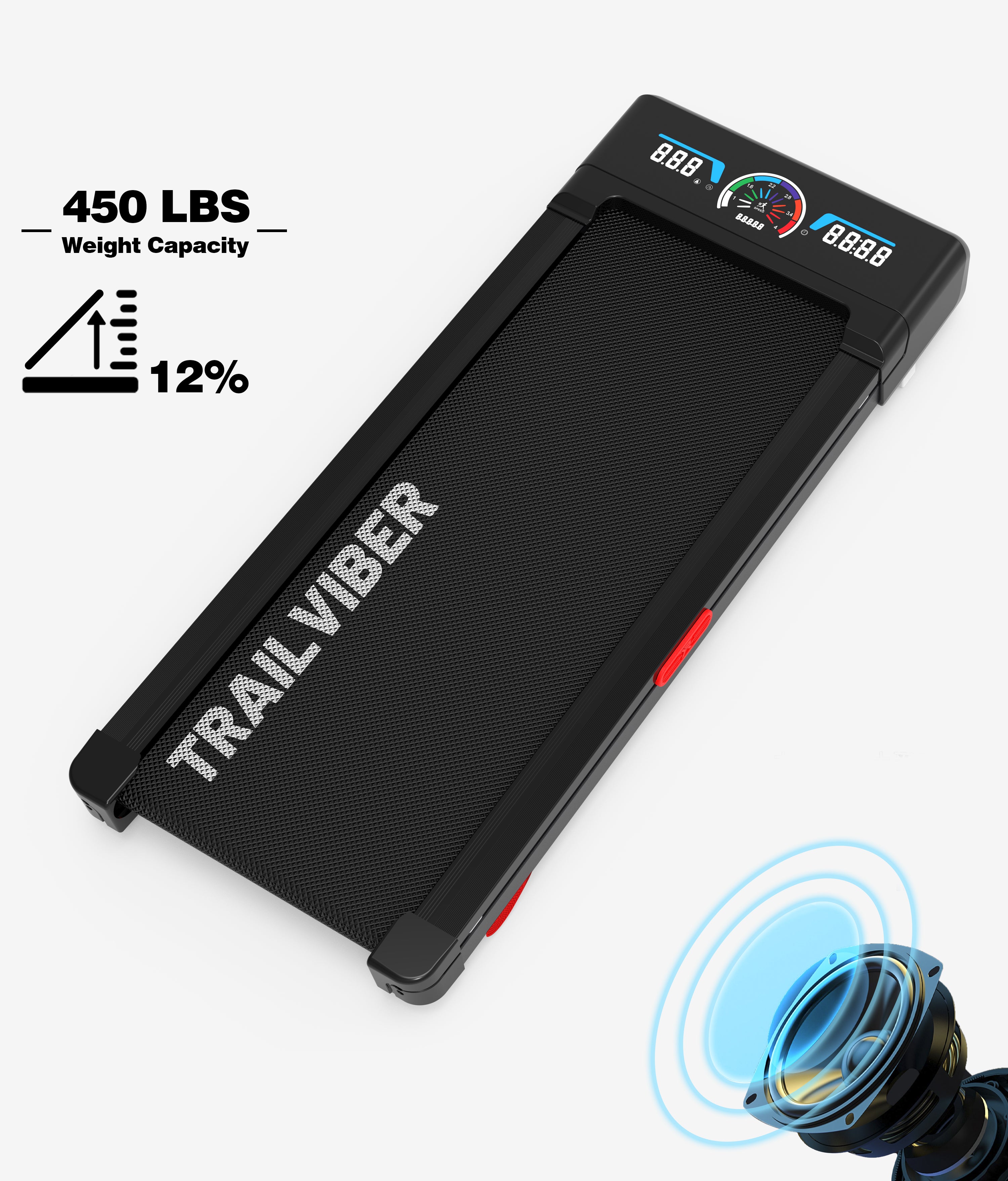 Walking Pad Treadmill with 12% 9-Level Incline,Bluetooth Speaker