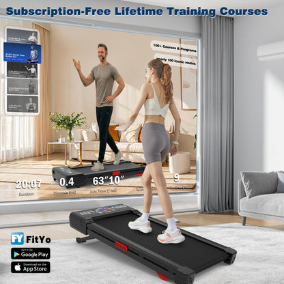 TRAILVIBER Walking Pad Treadmill with 12% 9-Level Auto Incline, 450 lbs Capacity RGB LED Screen, Bluetooth Speaker Under Desk Treadmill, Compact Treadmills for Home Hiking